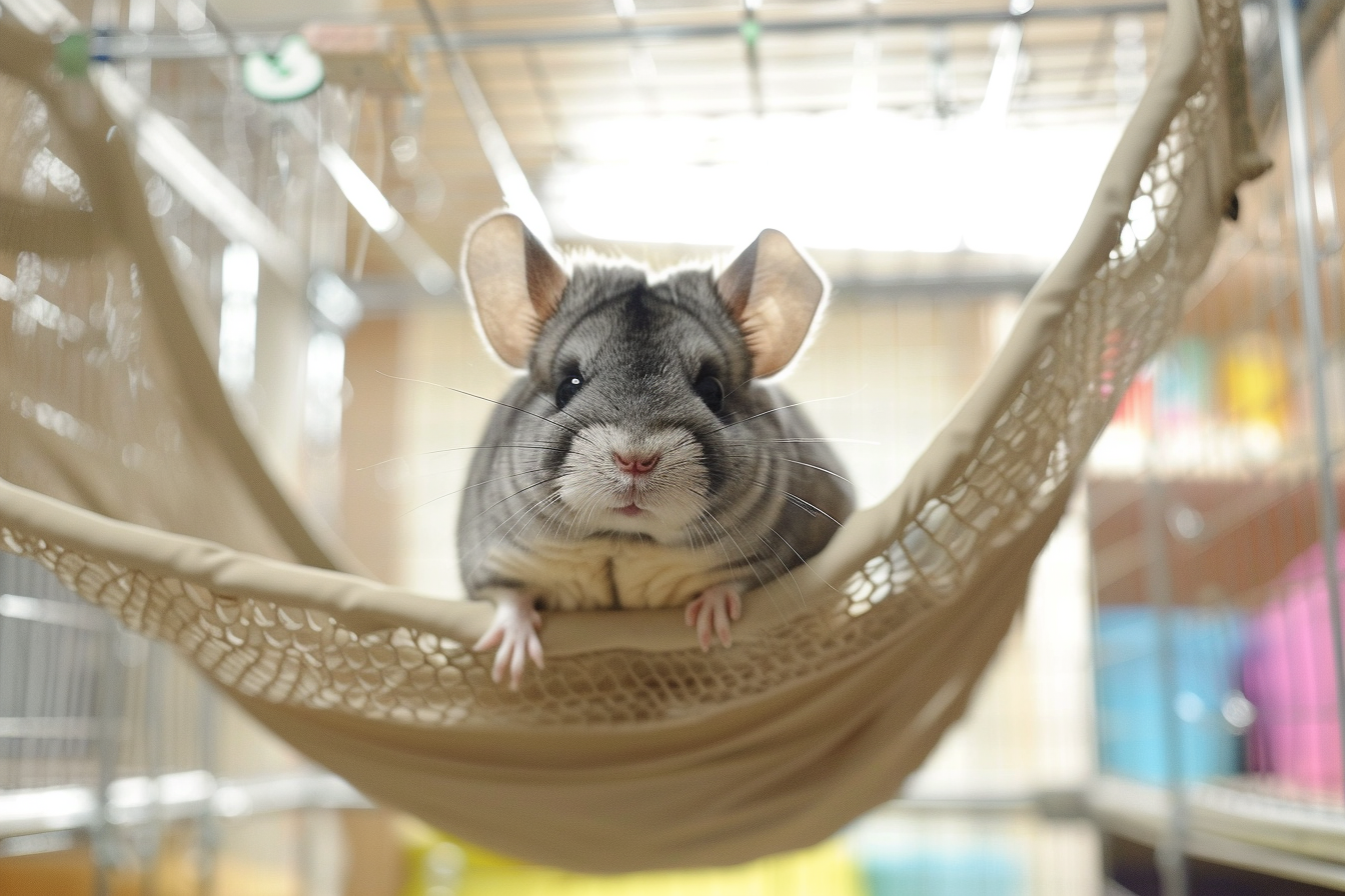 Image gratuite Chinchilla joueur dans cage spacieuse 1