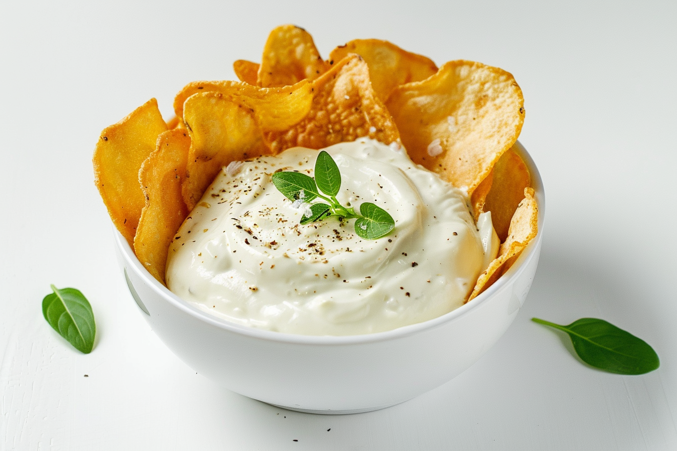Image gratuite Chips avec sauce sur fond blanc 2