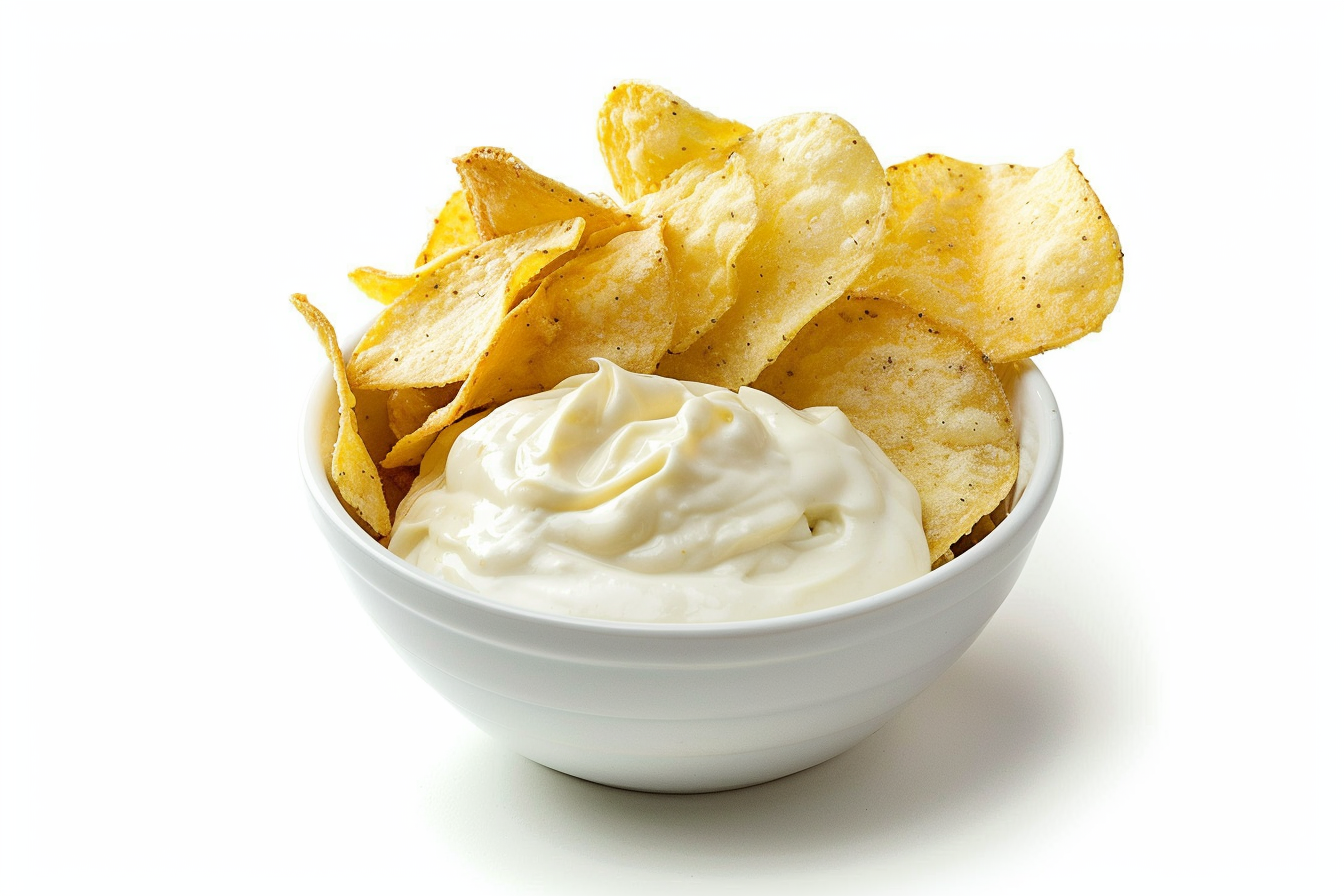 Image gratuite Chips avec sauce sur fond blanc 3
