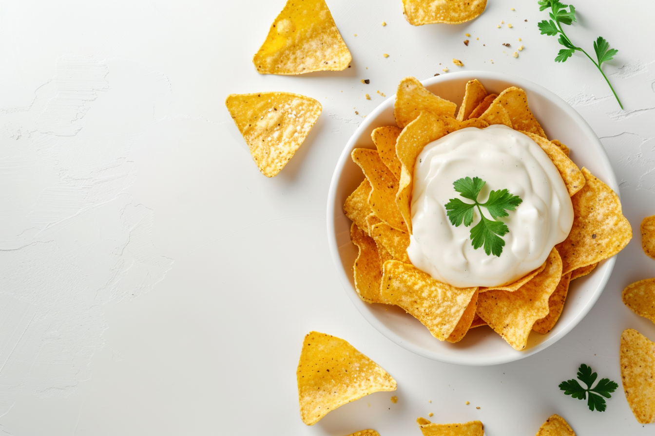 Image gratuite Chips avec sauce sur fond blanc 5