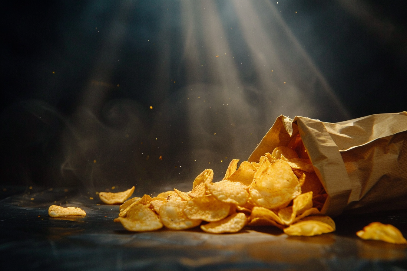 Image gratuite Chips renversées sur fond sombre 2