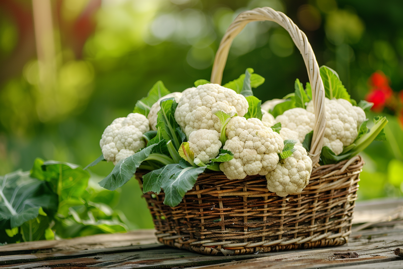 Image gratuite Chou-fleur dans panier rustique 1