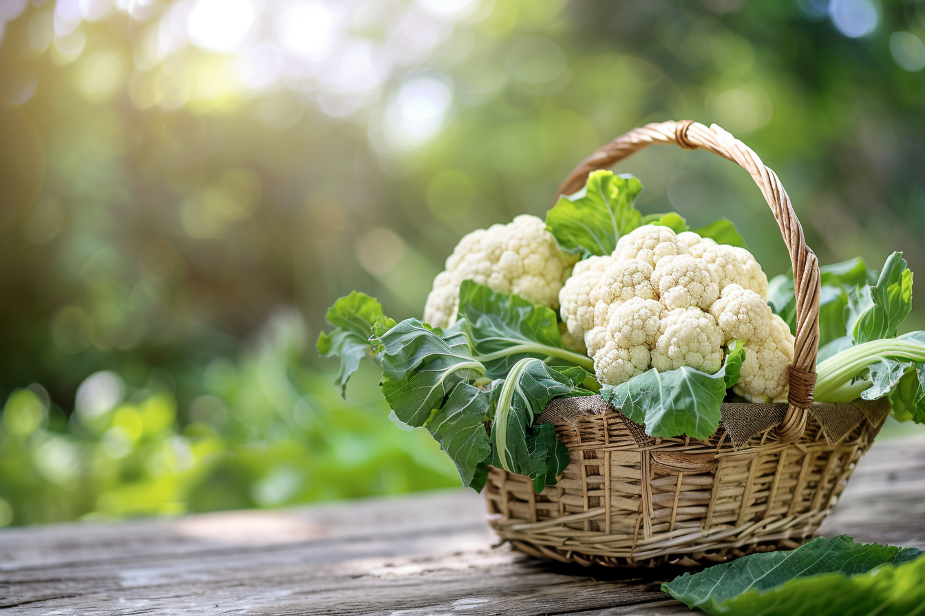 Image gratuite Chou-fleur dans panier rustique 3