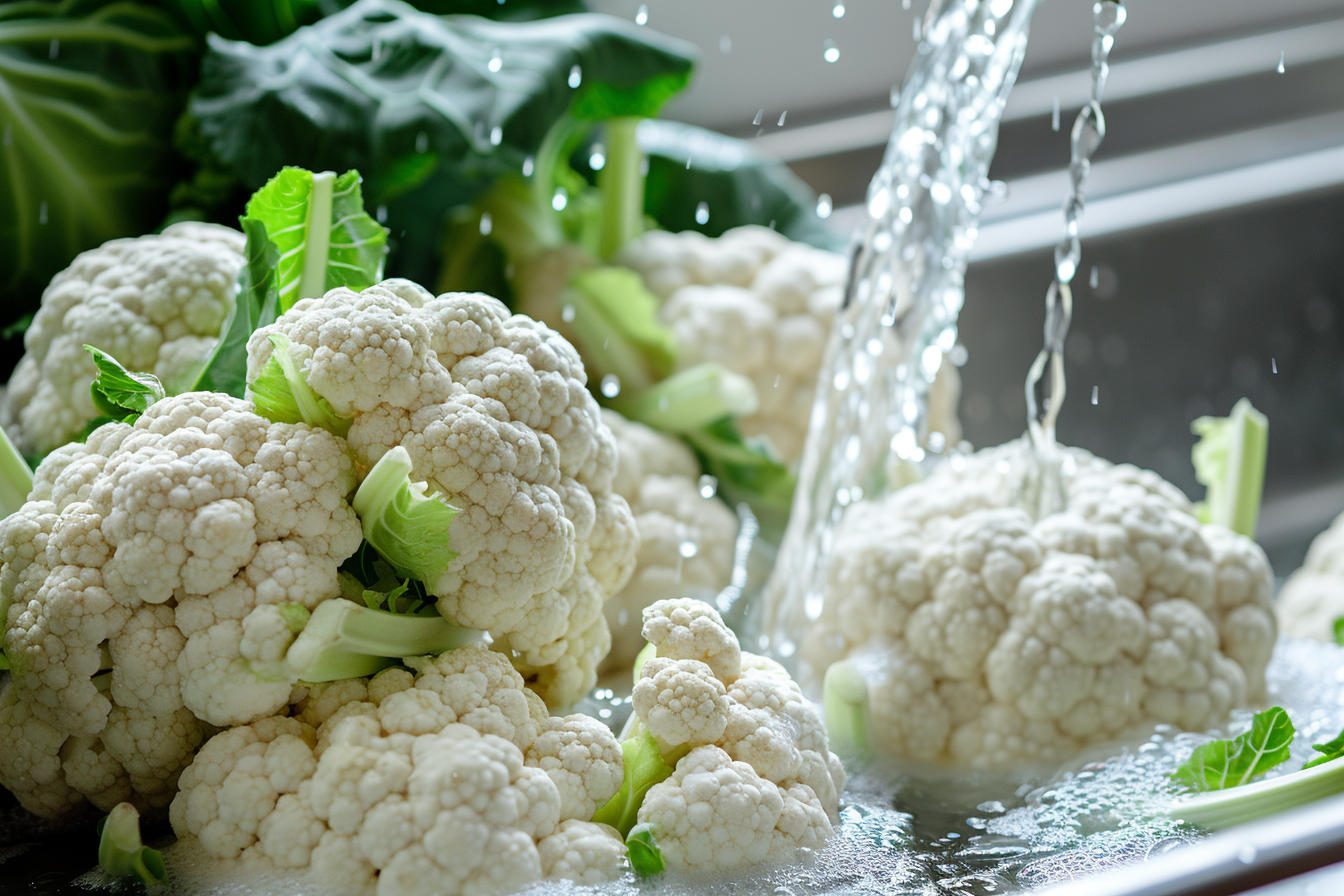 Image gratuite Chou-fleur lavé sous eau courante 2