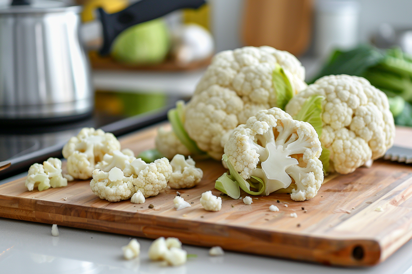 Image gratuite Chou-fleur sur planche en bois 1