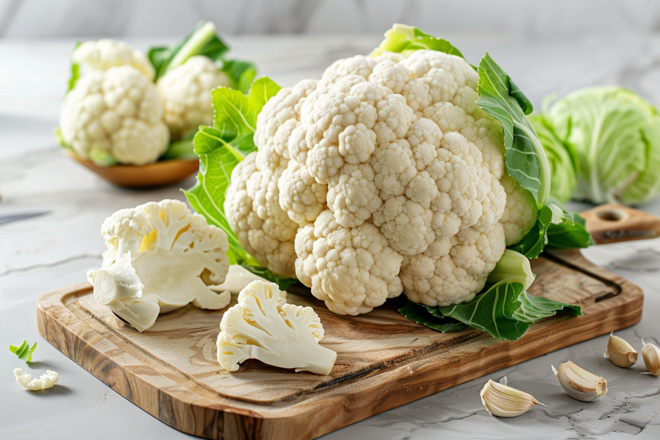Image gratuite Chou-fleur sur planche en bois 2