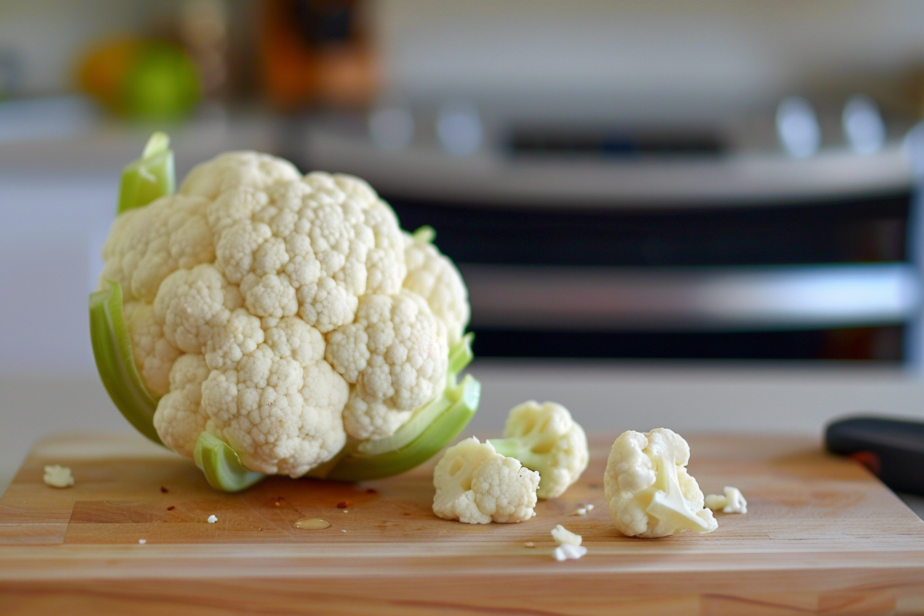 Image gratuite Chou-fleur sur planche en bois 3