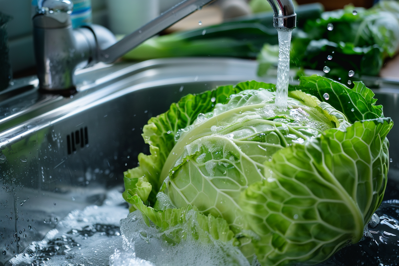 Image gratuite Chou lavé sous eau courante 1