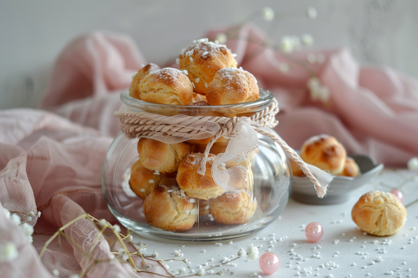 Image gratuite Chouquettes dans bocal avec ruban 1