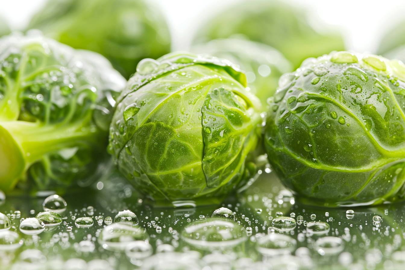 Image gratuite Choux de Bruxelles avec gouttelettes d&rsquo;eau 2