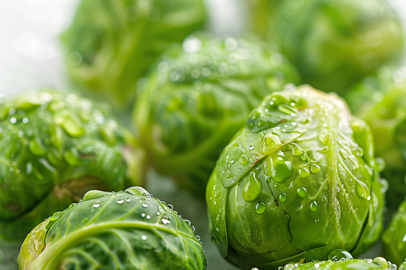 Image gratuite Choux de Bruxelles avec gouttelettes d&rsquo;eau 3