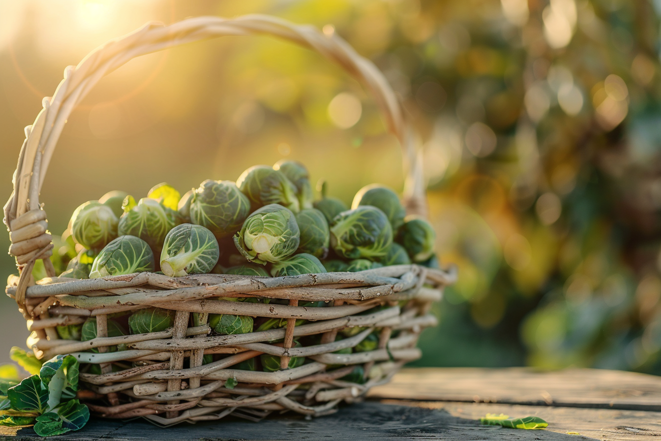 Image gratuite Choux de Bruxelles dans panier rustique 2