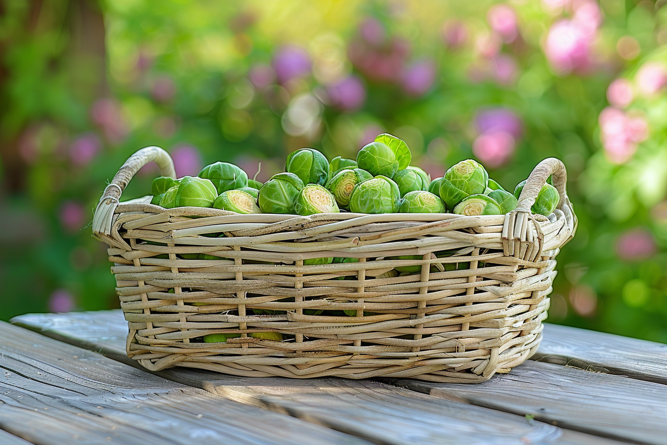Image gratuite Choux de Bruxelles dans panier rustique 3