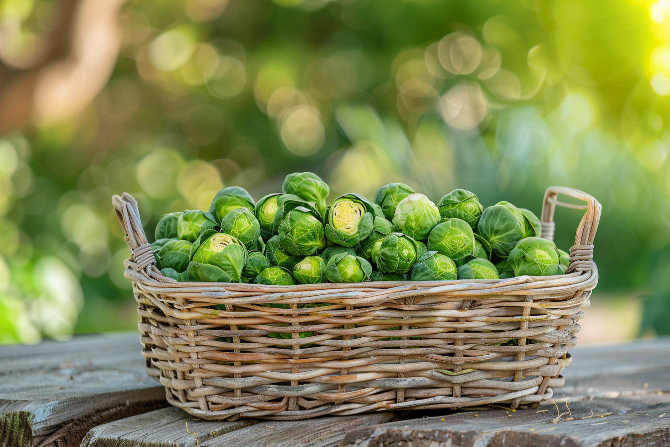 Image gratuite Choux de Bruxelles dans panier rustique 4