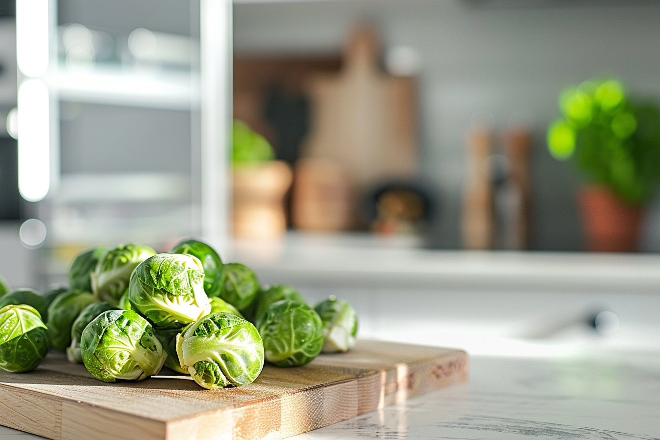 Image gratuite Choux de Bruxelles sur planche en bois 2