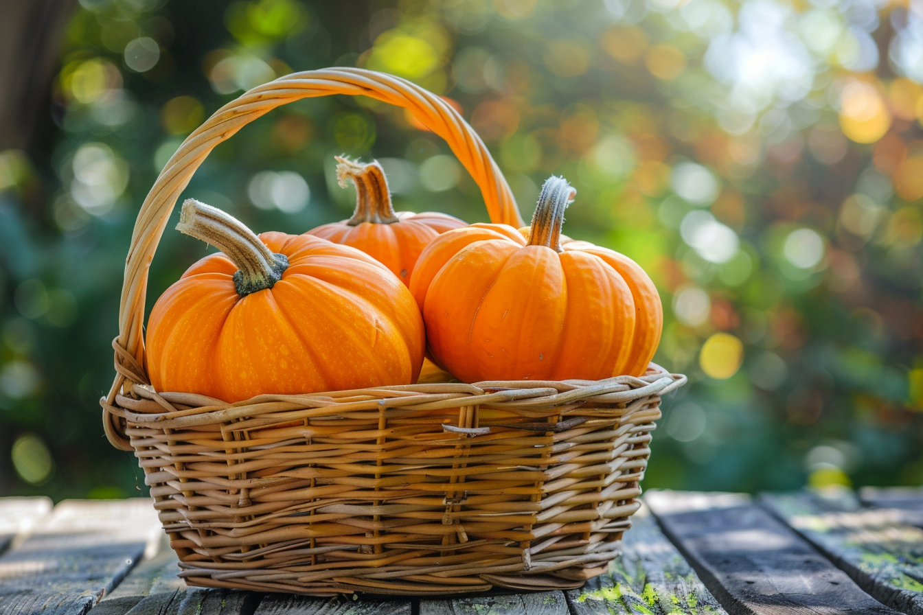 Image gratuite Citrouilles dans panier rustique 2
