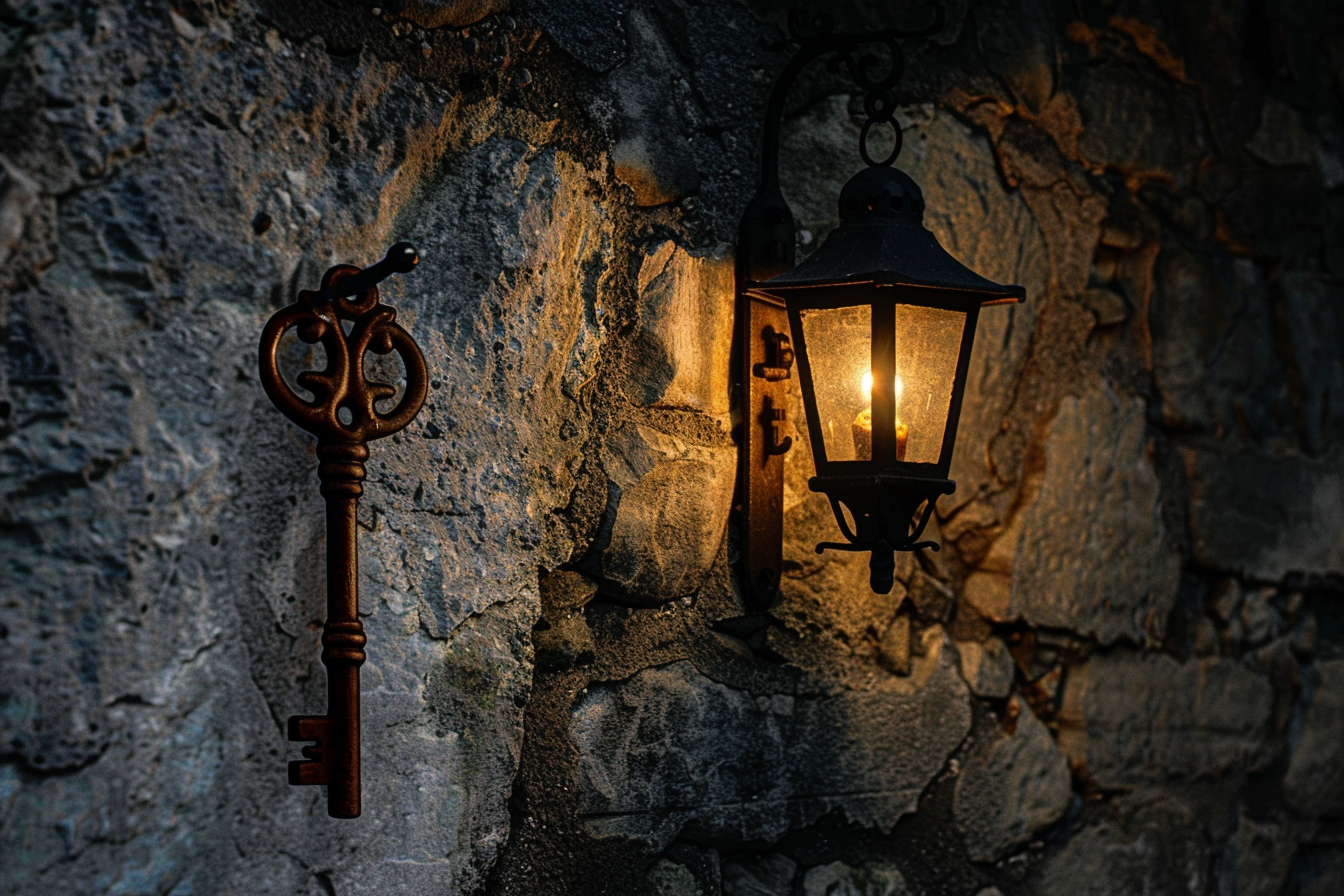 Image gratuite Clé squelette sur porte-clés vintage 1