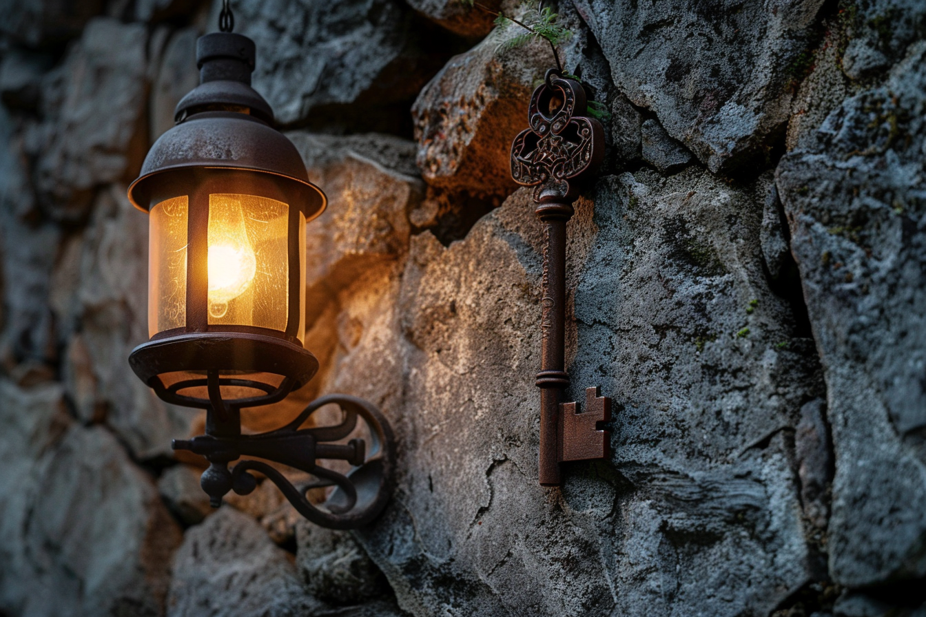 Image gratuite Clé squelette sur porte-clés vintage 2