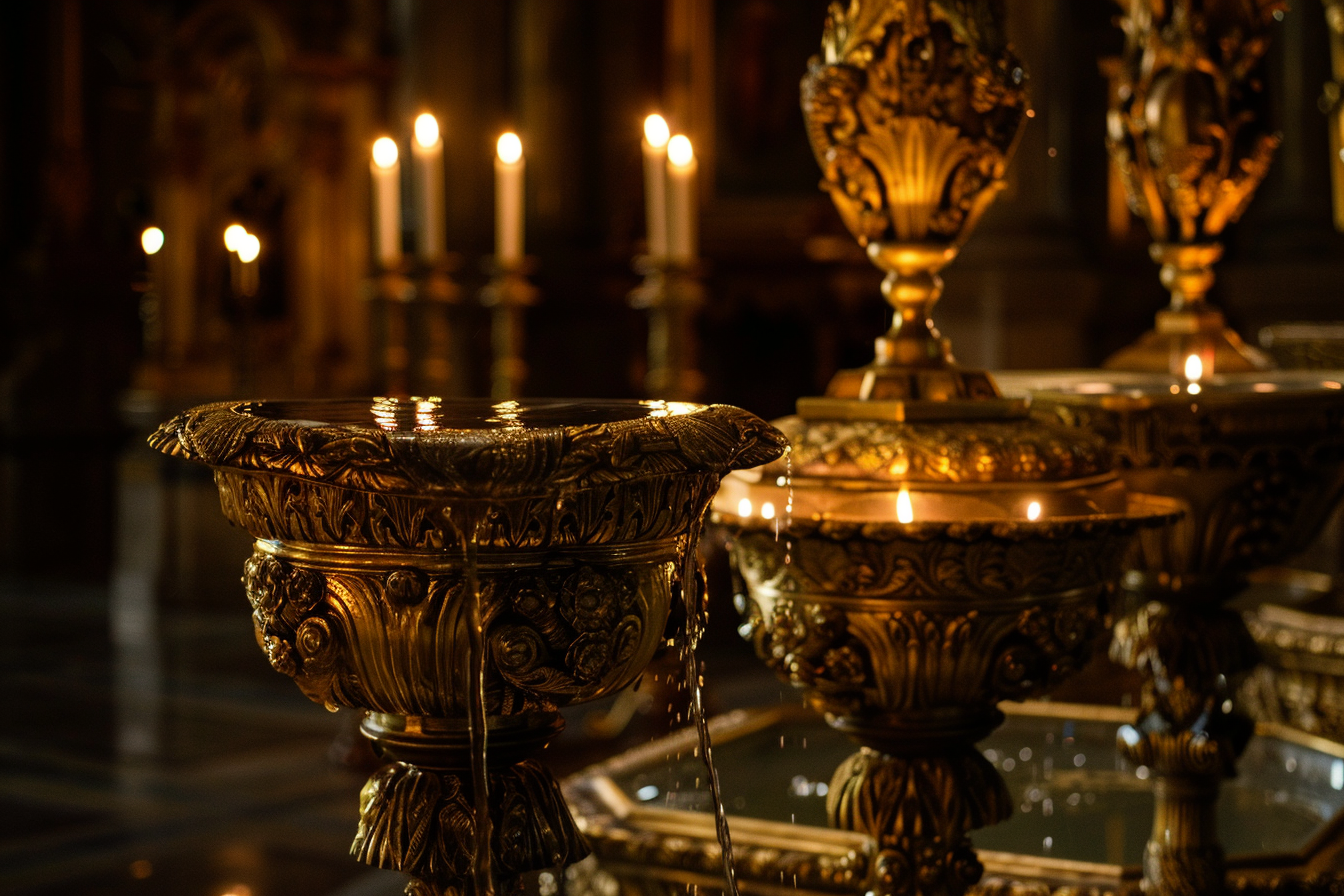 Image gratuite Cliché dramatique bénitier, lumière bougies 1