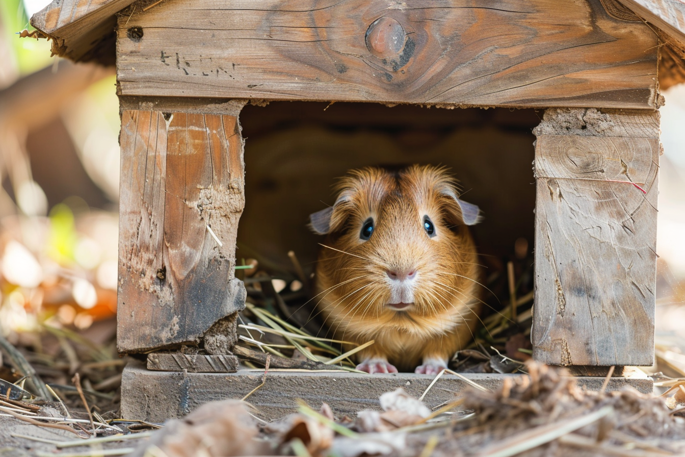 Image gratuite Cobaye assis dans une maison en bois 2