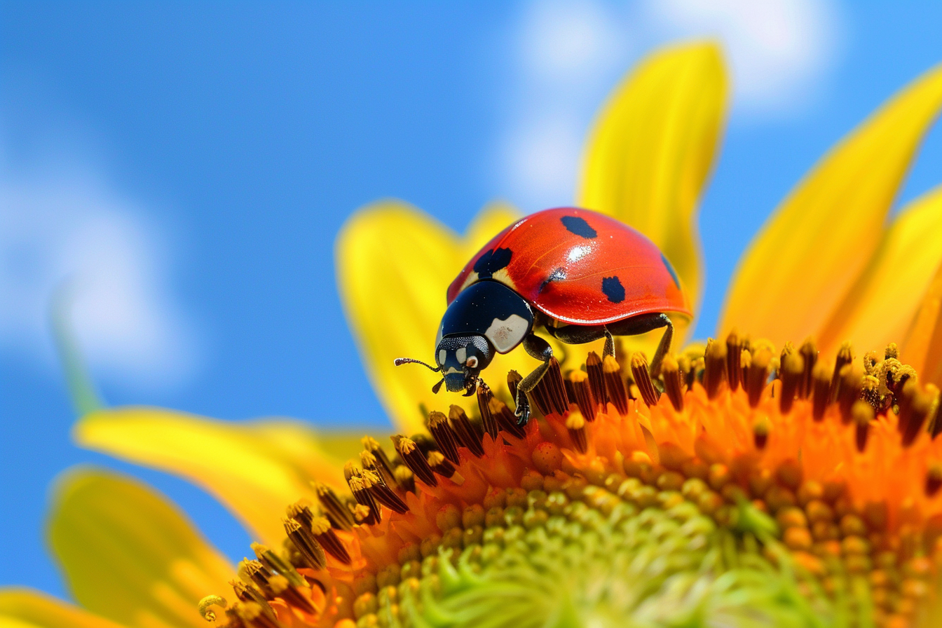 Image gratuite Coccinelle sur un tournesol 1