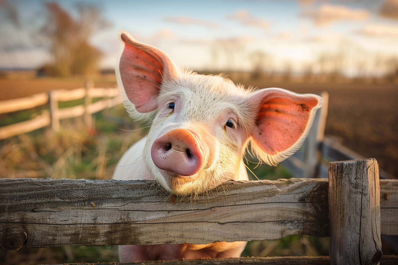 Image gratuite Cochon curieux sur clôture 1