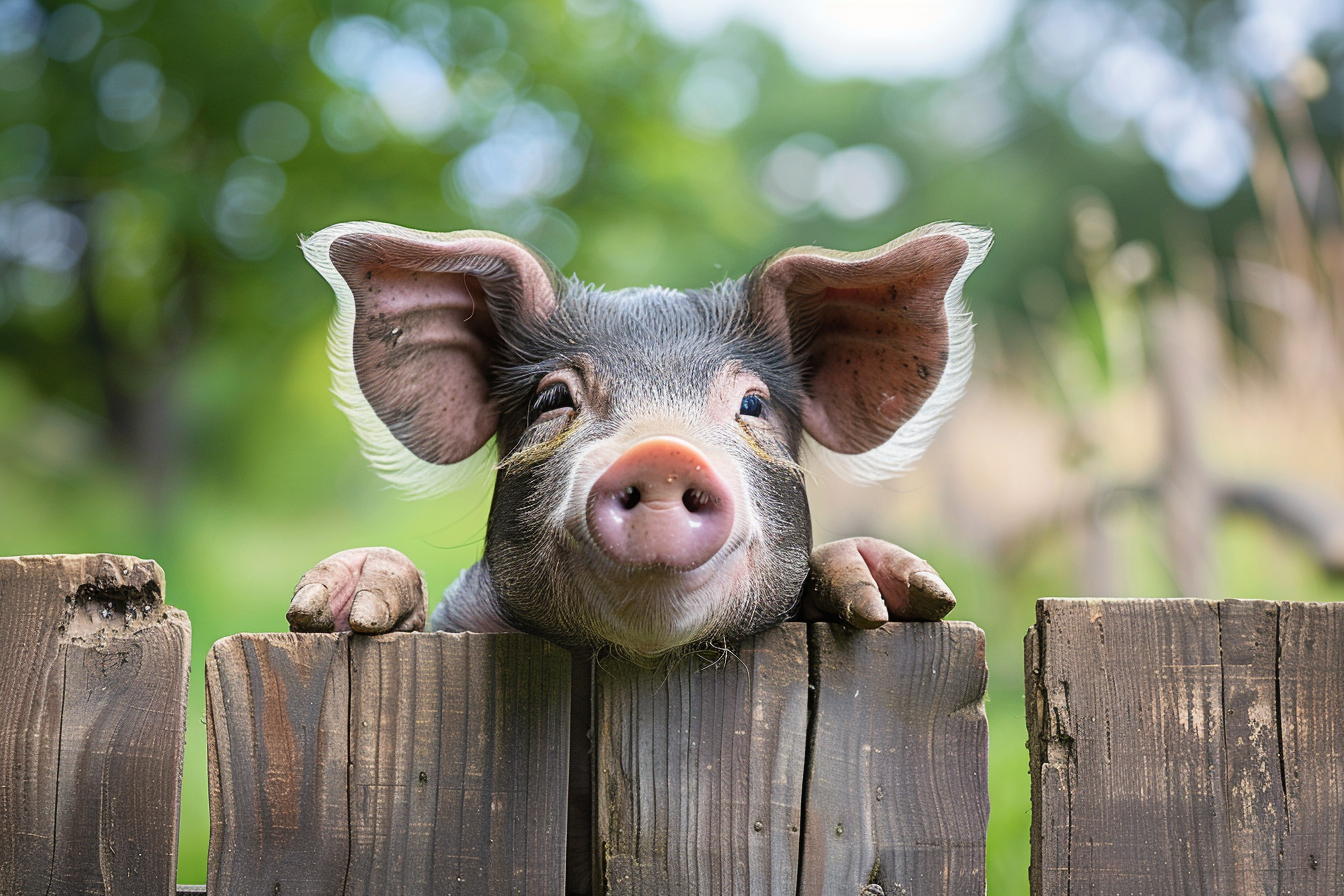 Image gratuite Cochon curieux sur clôture 2