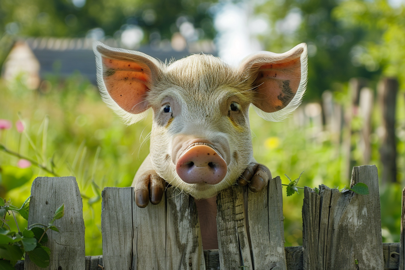 Image gratuite Cochon curieux sur clôture 3