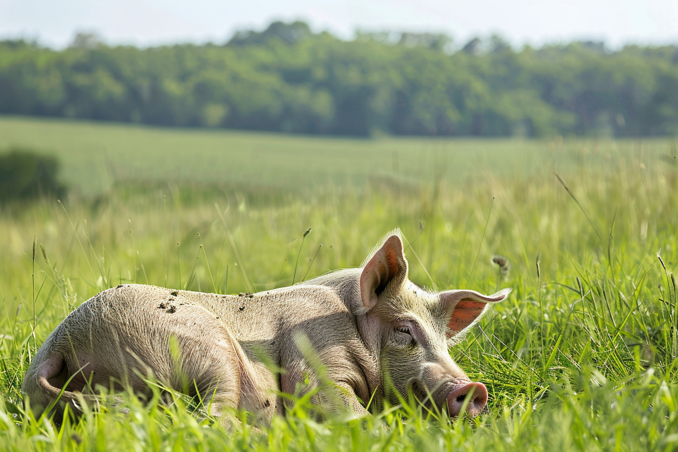 Image gratuite Cochon dans pâturage luxuriant 1