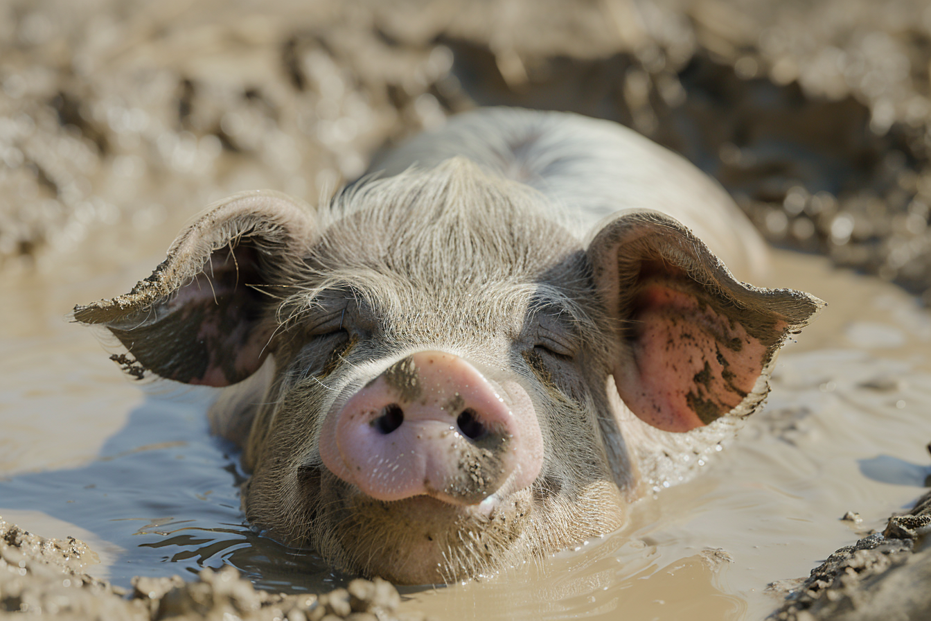 Image gratuite Cochon dans spa de boue ensoleillé 2