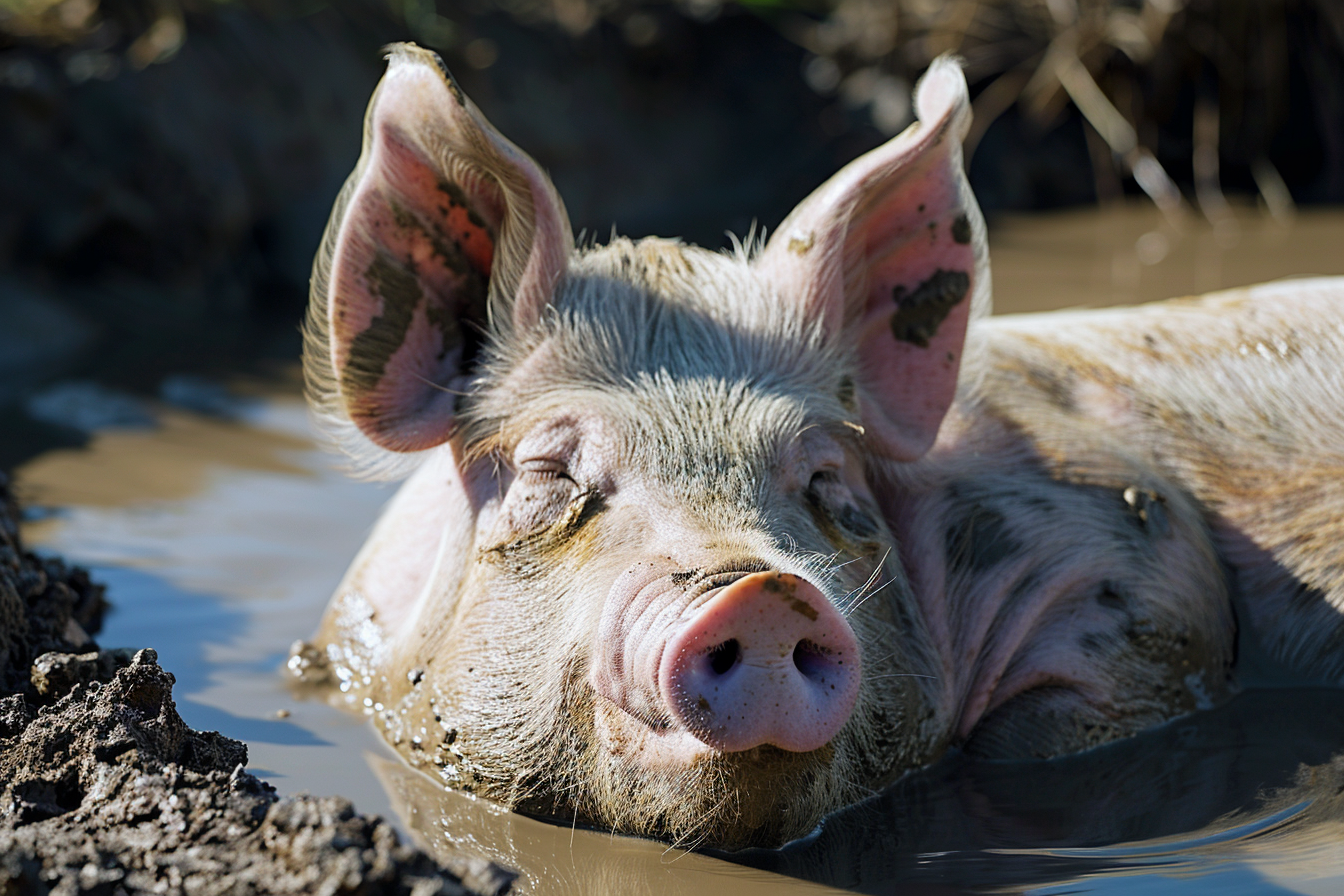 Image gratuite Cochon dans spa de boue ensoleillé 3