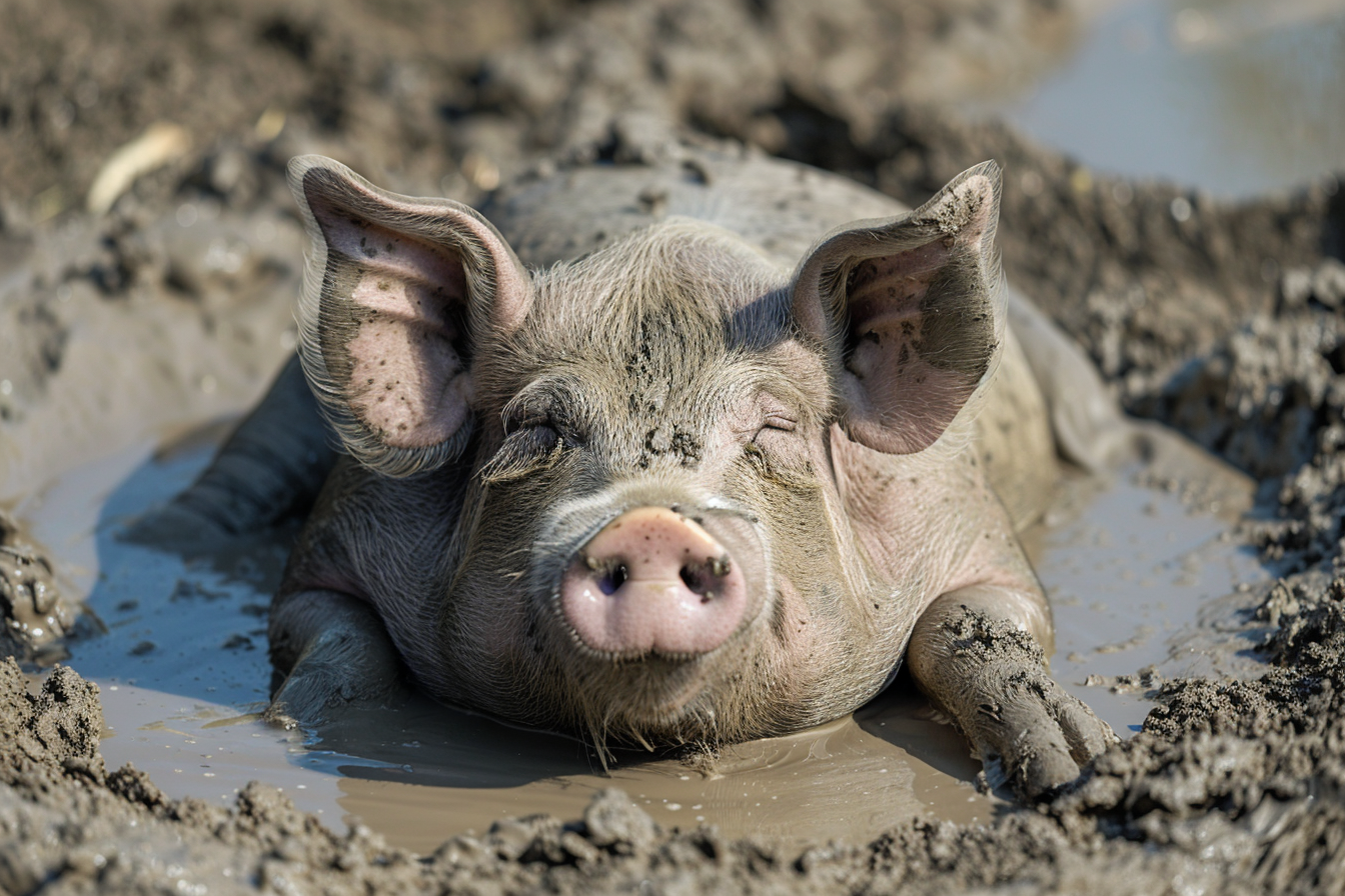 Image gratuite Cochon dans spa de boue ensoleillé 4