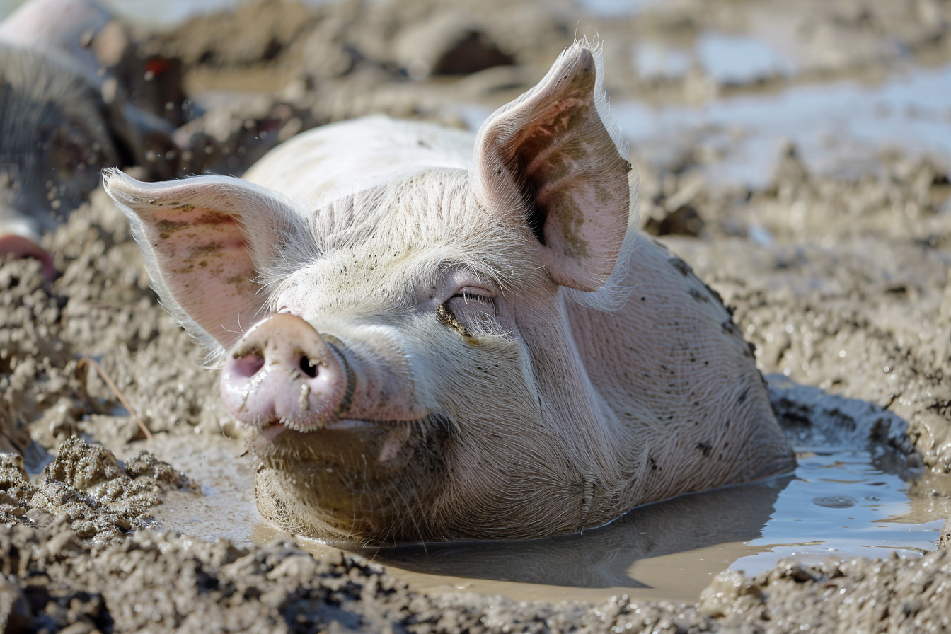 Image gratuite Cochon dans spa de boue ensoleillé 5