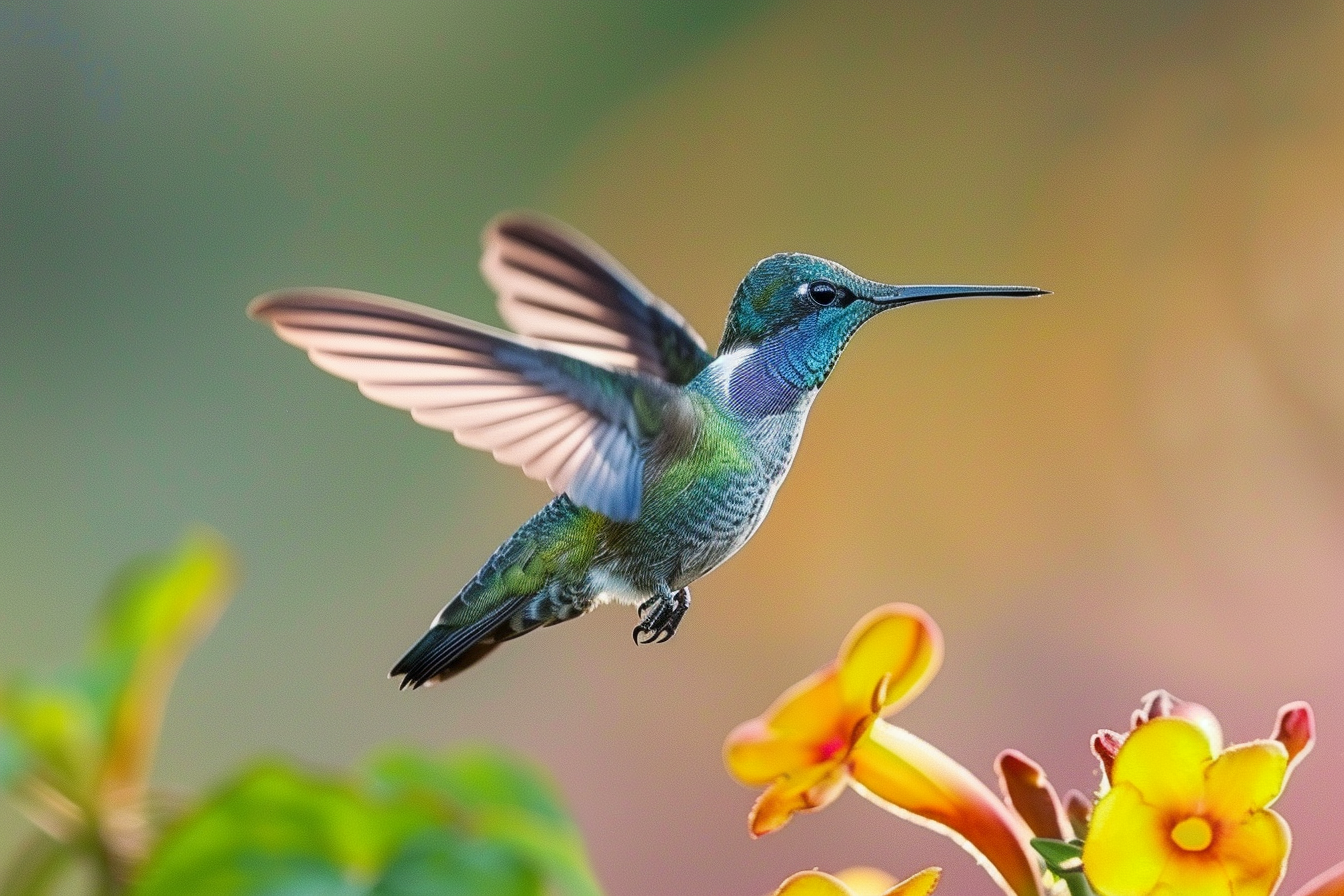 Image gratuite Colibri dégustant le nectar d&rsquo;une fleur 1