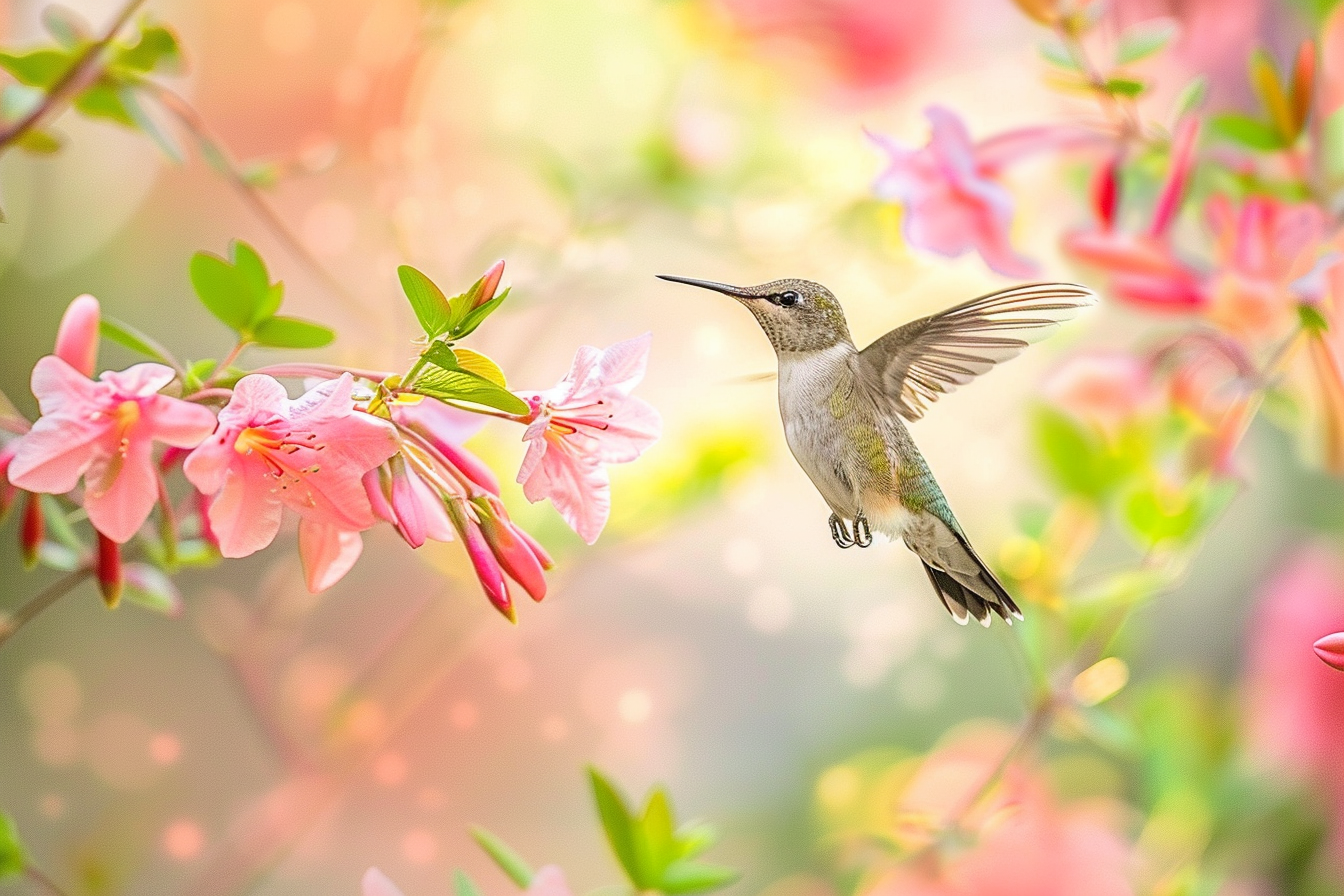 Image gratuite Colibri virevoltant de fleur en fleur 1