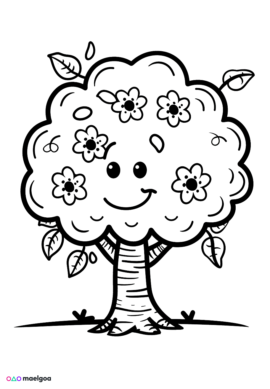 Image gratuite Coloriage arbre en fleurs 2