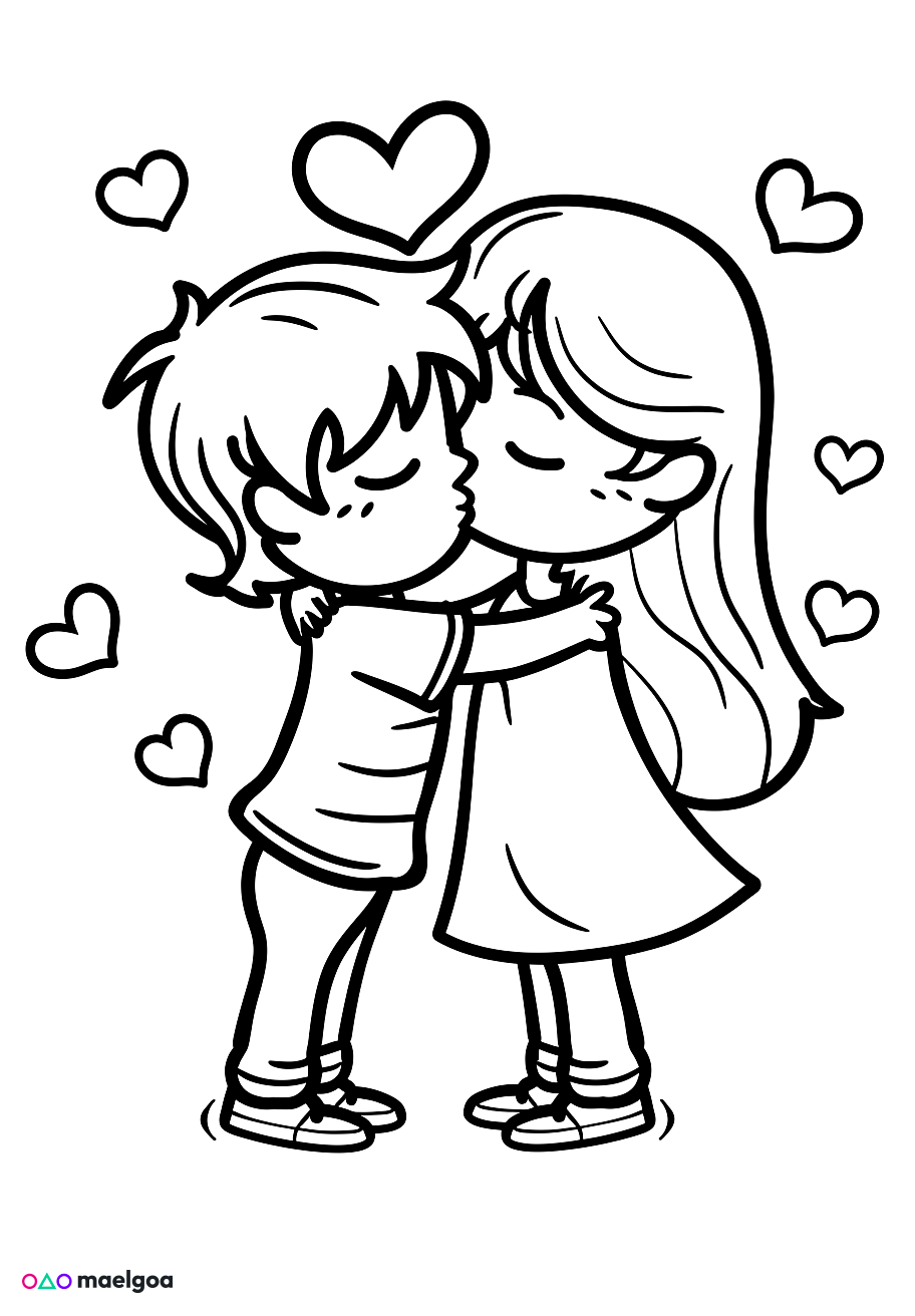 Image gratuite Coloriage baiser 1