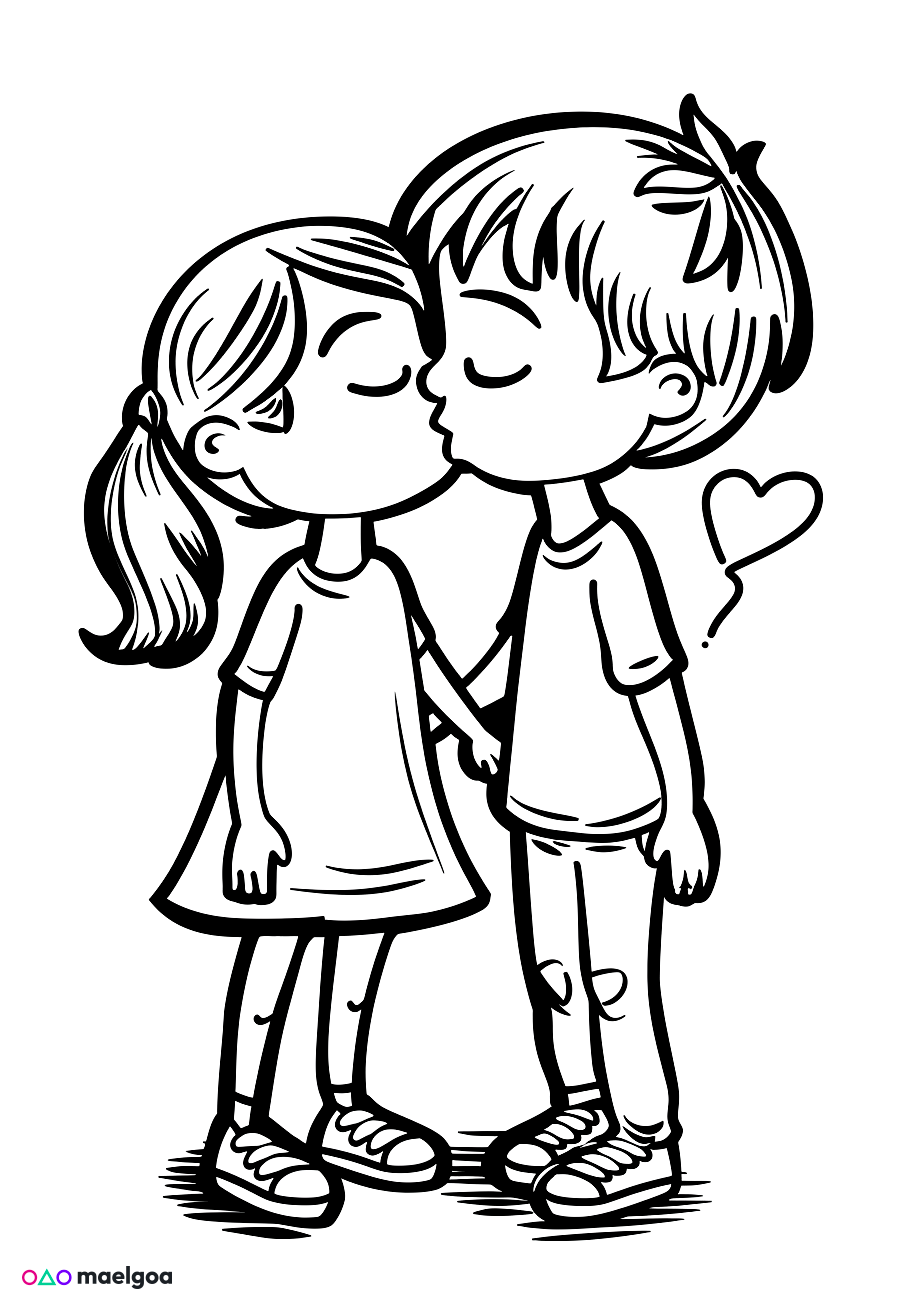Image gratuite Coloriage baiser 2