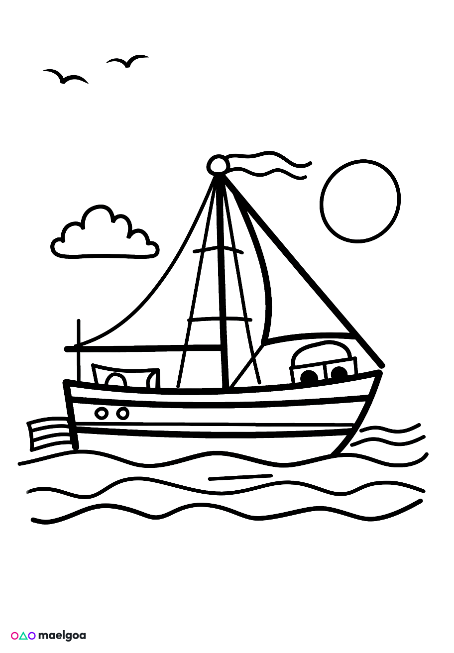 Image gratuite Coloriage bateau 3