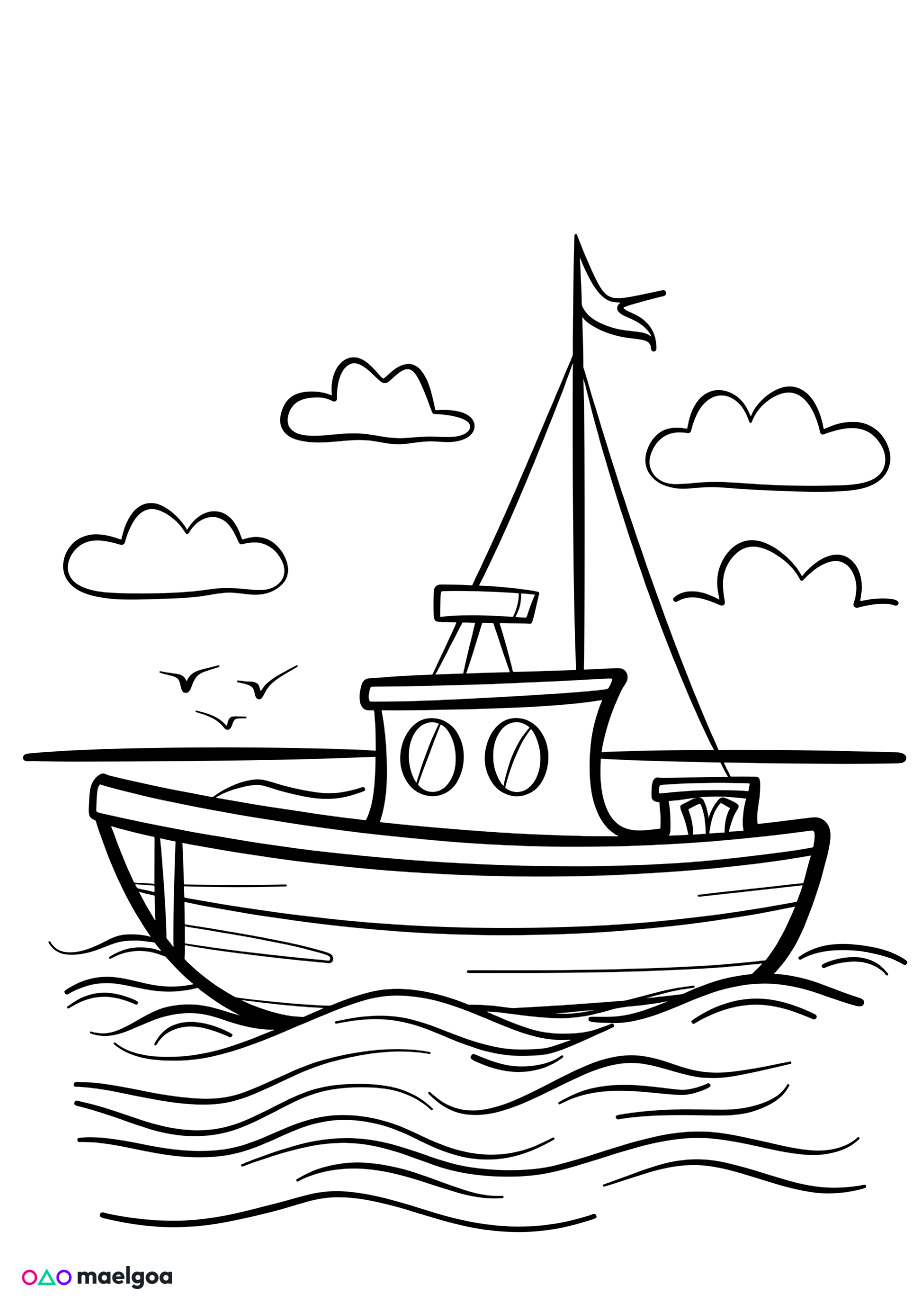 Image gratuite Coloriage bateau 4