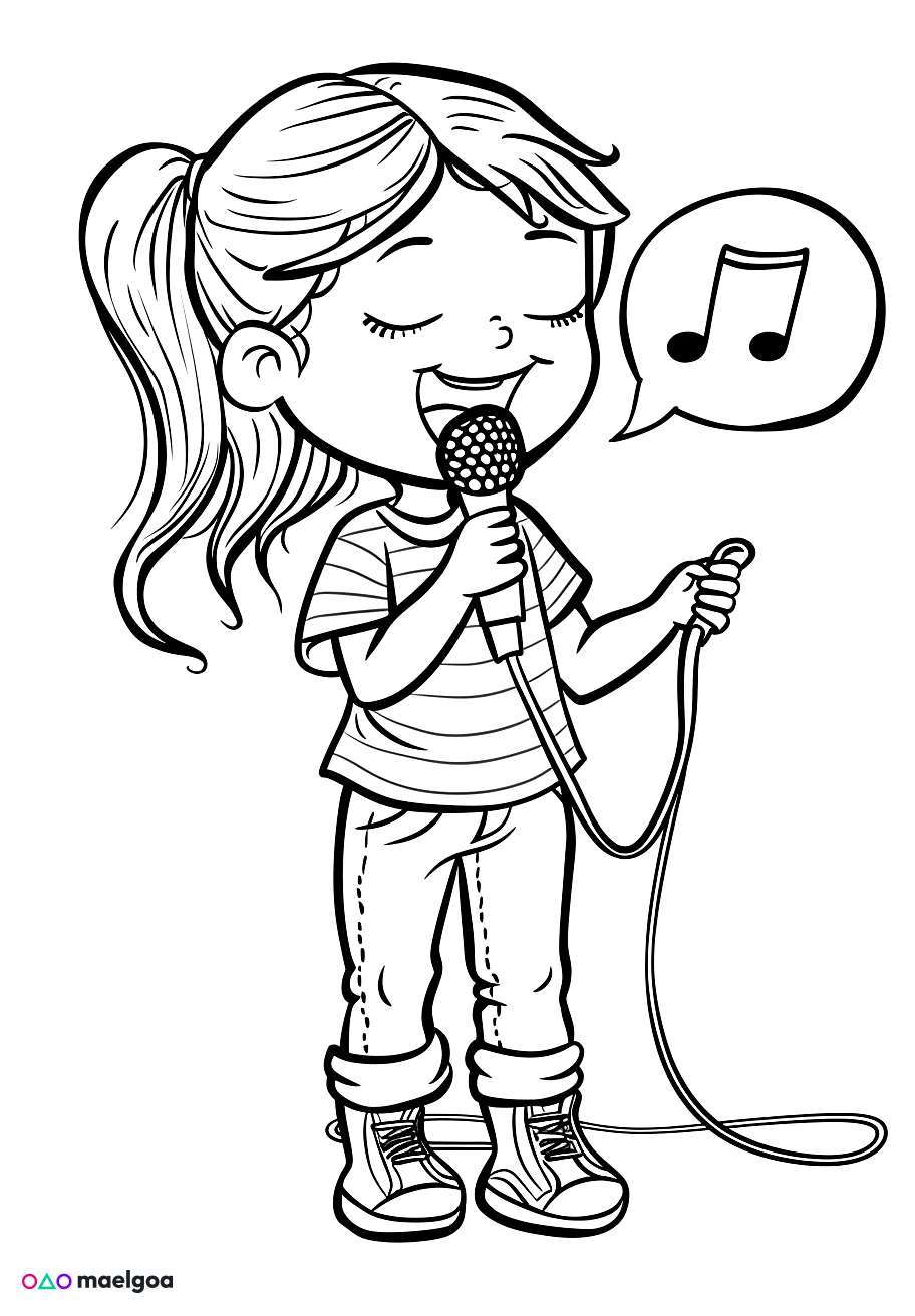 Image gratuite Coloriage chanteur 3