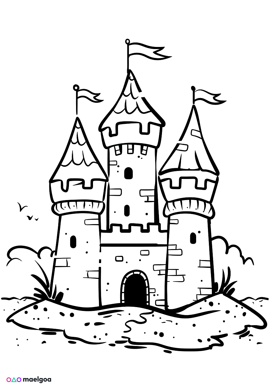 Image gratuite Coloriage château de sable 1