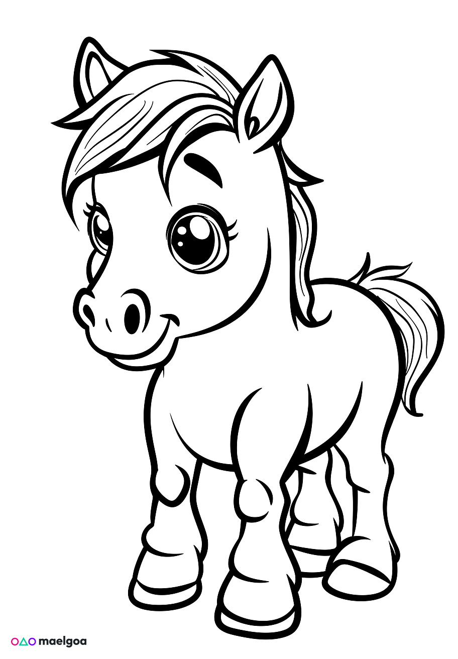 Image gratuite Coloriage cheval mignon 4
