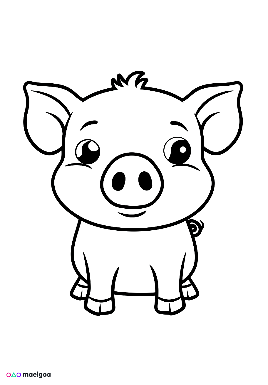 Image gratuite Coloriage cochon mignon 1
