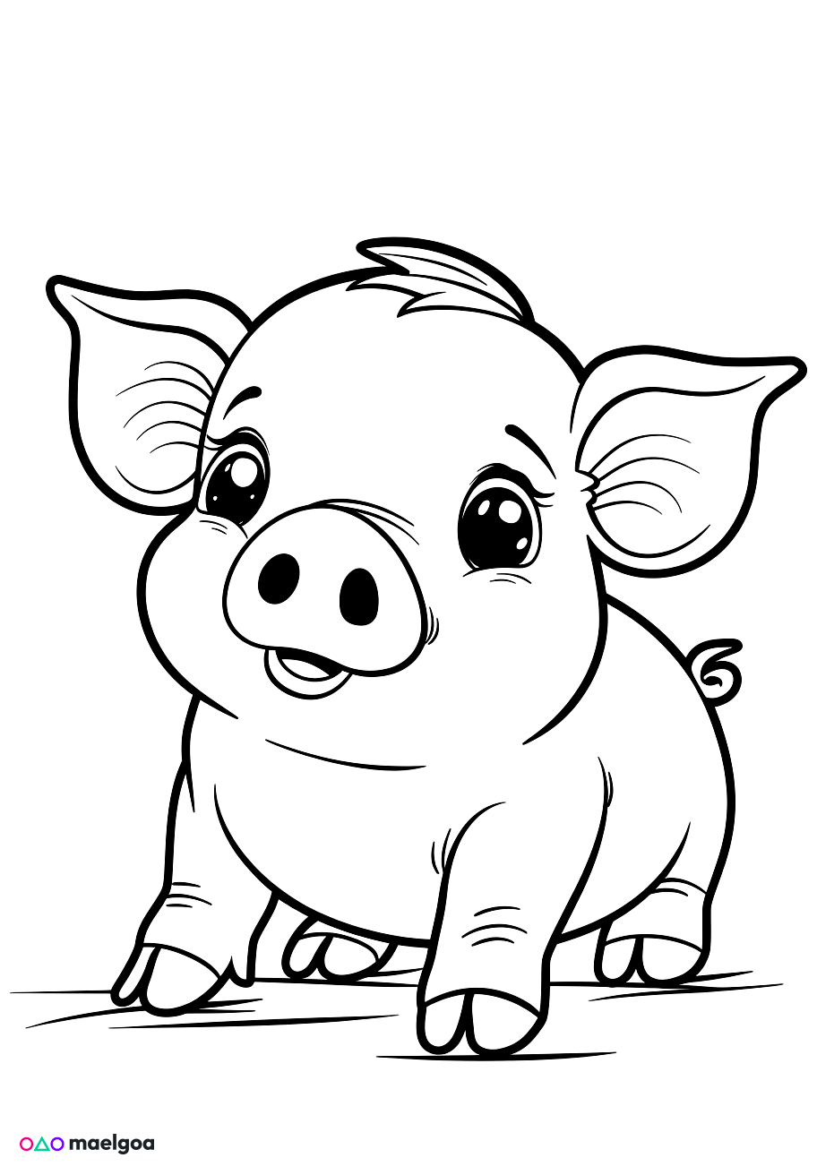 Image gratuite Coloriage cochon mignon 2