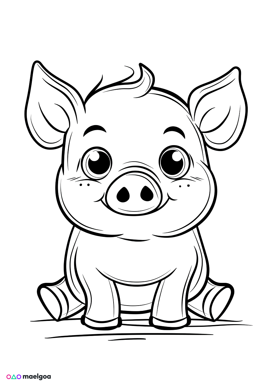 Image gratuite Coloriage cochon mignon 3