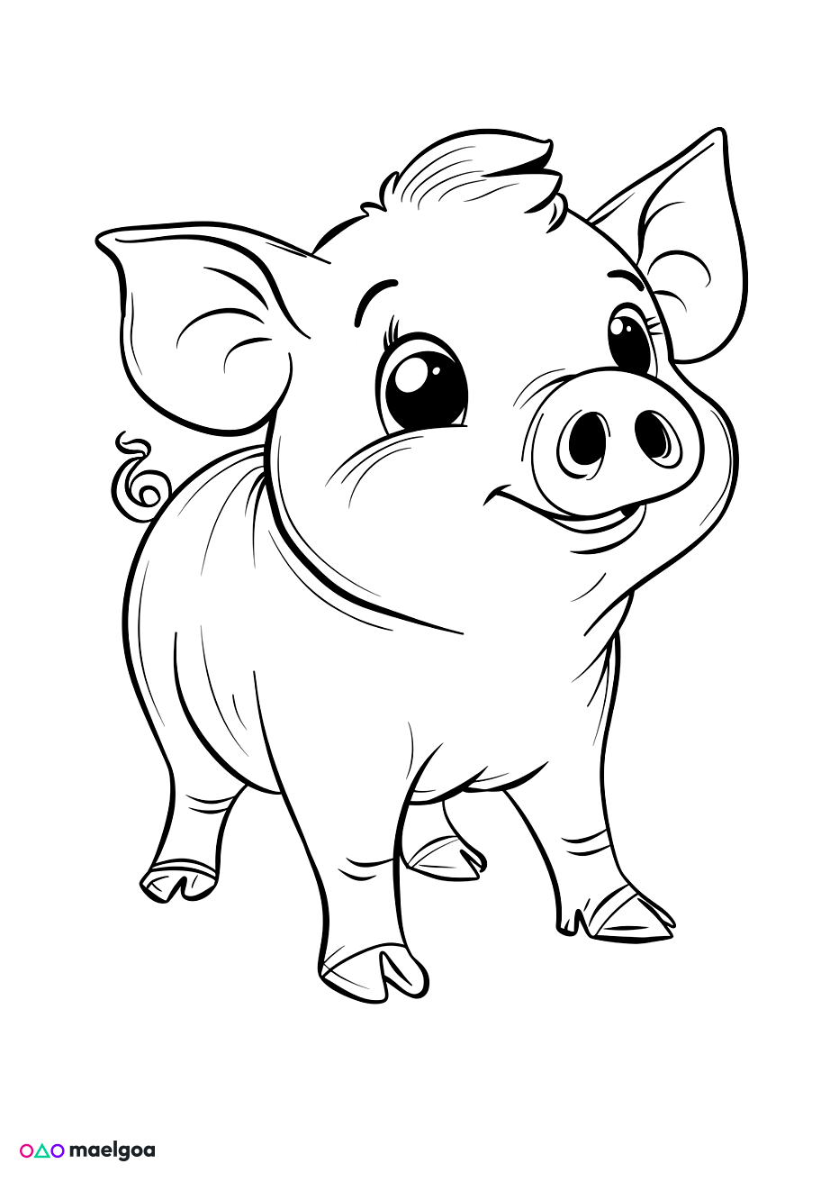 Image gratuite Coloriage cochon mignon 4