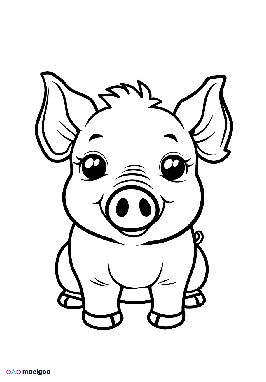 Image gratuite Coloriage cochon mignon 5