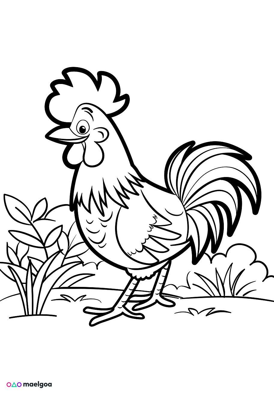 Image gratuite Coloriage coq 2