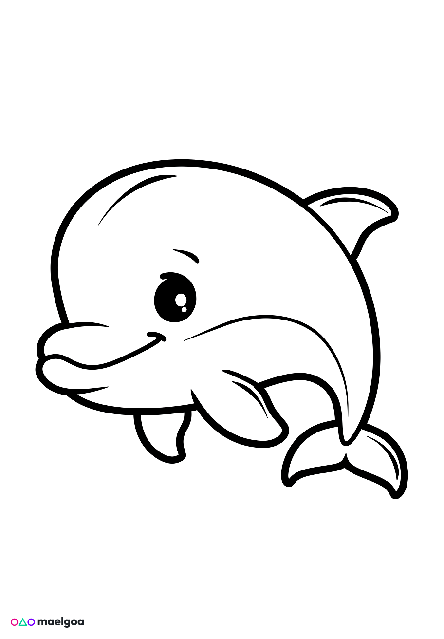 Image gratuite Coloriage dauphin mignon 1